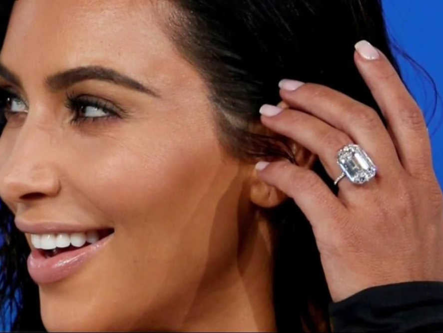 kim kardashian cushion cut diamond engagement ring