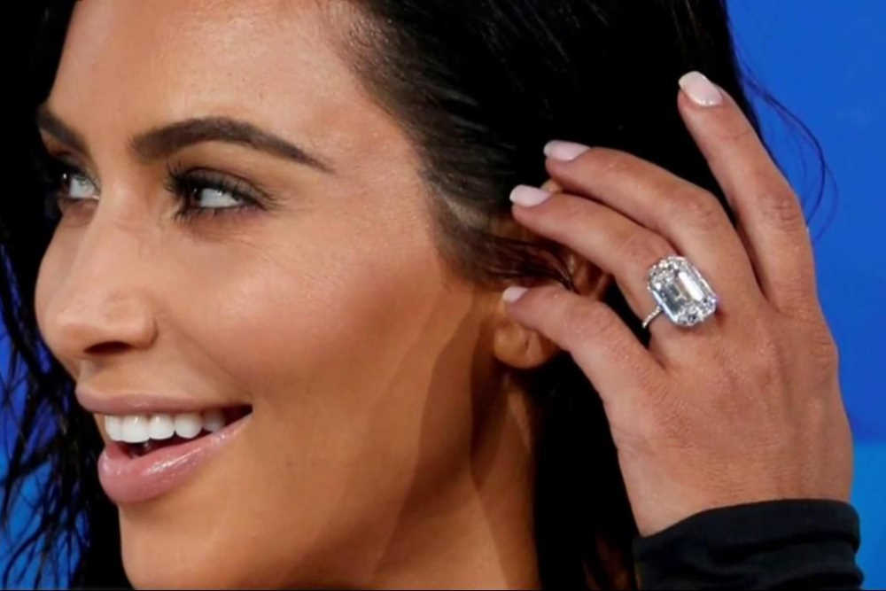 kim kardashian cushion cut diamond engagement ring