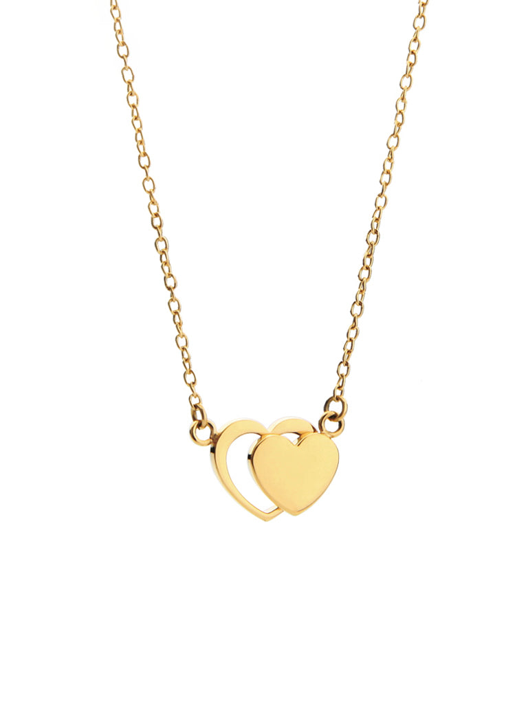 Double Heart Necklace - Gold