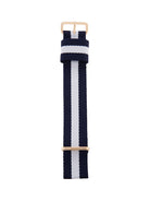 Nato Strap (Blue/White) - Rose Gold Buckle 1