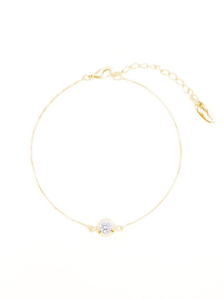 Suspended Crystal Bezel Bracelet - Gold